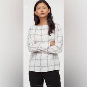 H&M Black and White Checkered Blouse